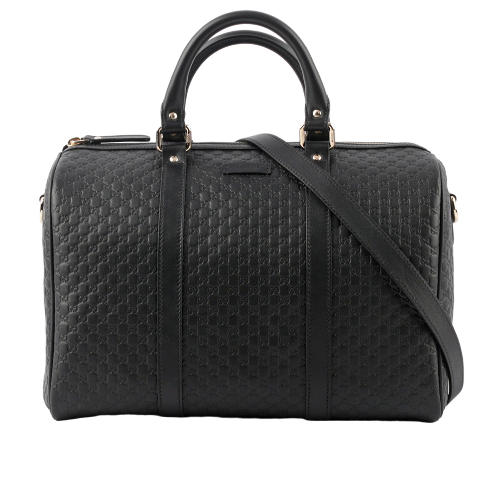 GUCCI Guccissima 牛皮壓紋手提/斜背二用波士頓包/黑色, , large