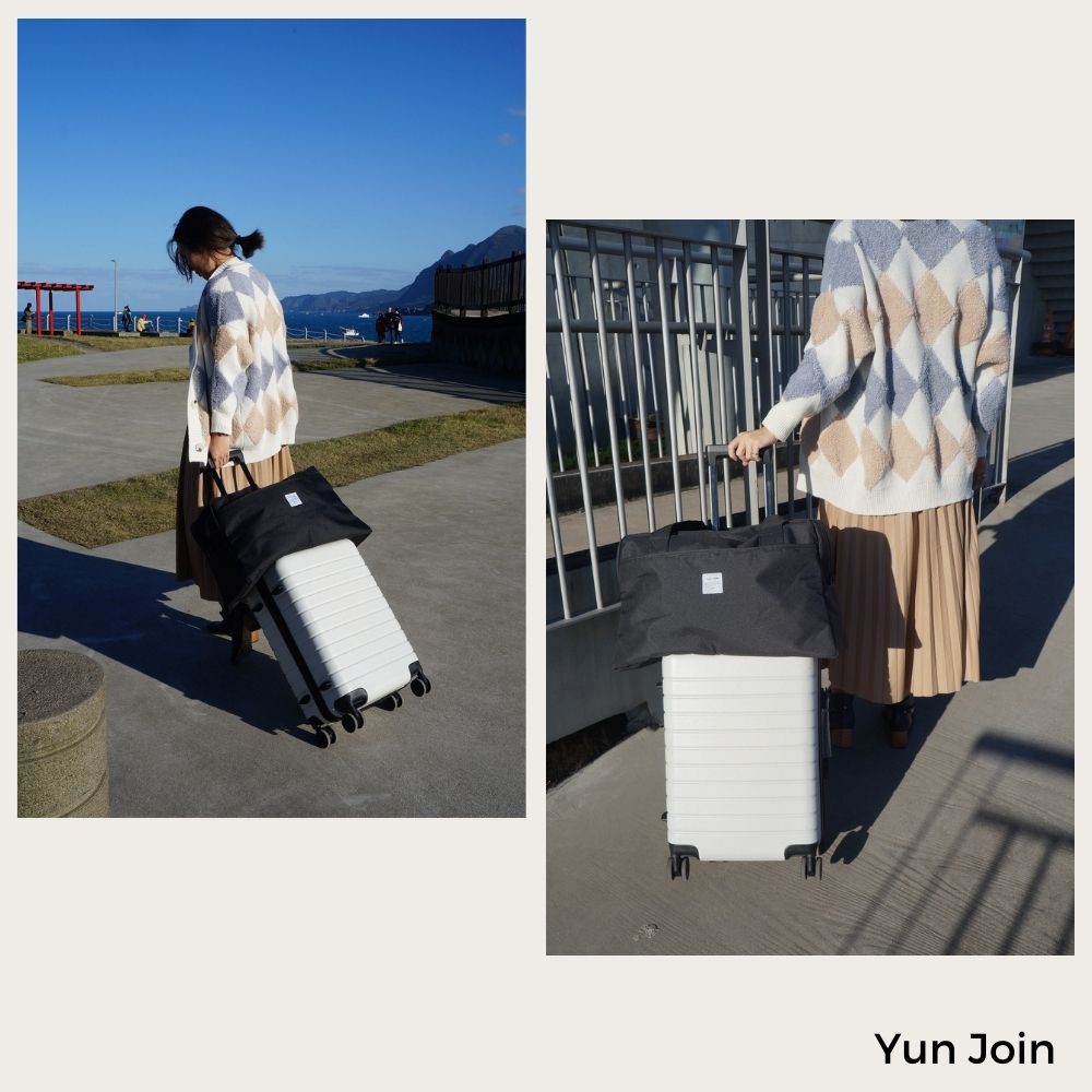 【YUNJOIN】 行李箱拉桿手提袋-灰色 厚實 挺立 大容量 收納包 拉桿袋 旅行袋 行李袋 防潑水, , large