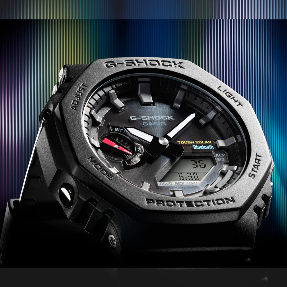 CASIO 卡西歐 G-SHOCK 極簡八角 太陽能電力智慧藍牙手錶 GA-B2100-1A, , large