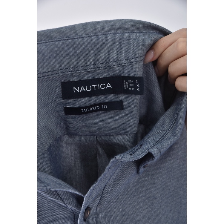 (L) nautica質感棉質純棉藍色長袖上衣二手衣, , large