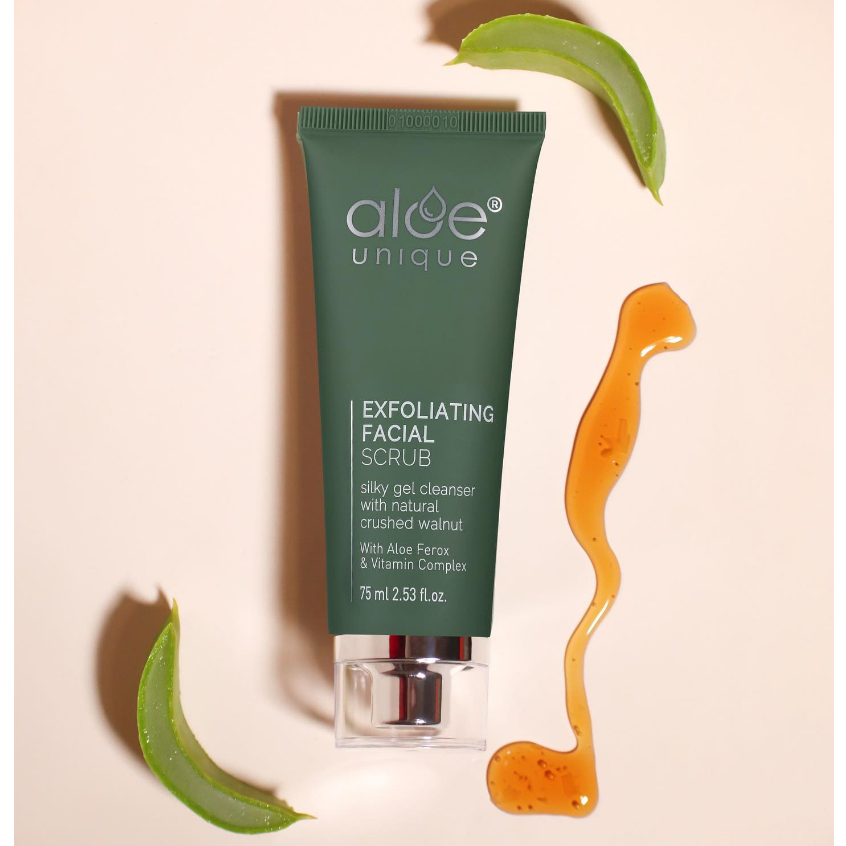 aloe unique 優尼客 去角質 面部 磨砂 75ml 胡桃顆粒 環保成分 蘆薈 保濕, , large