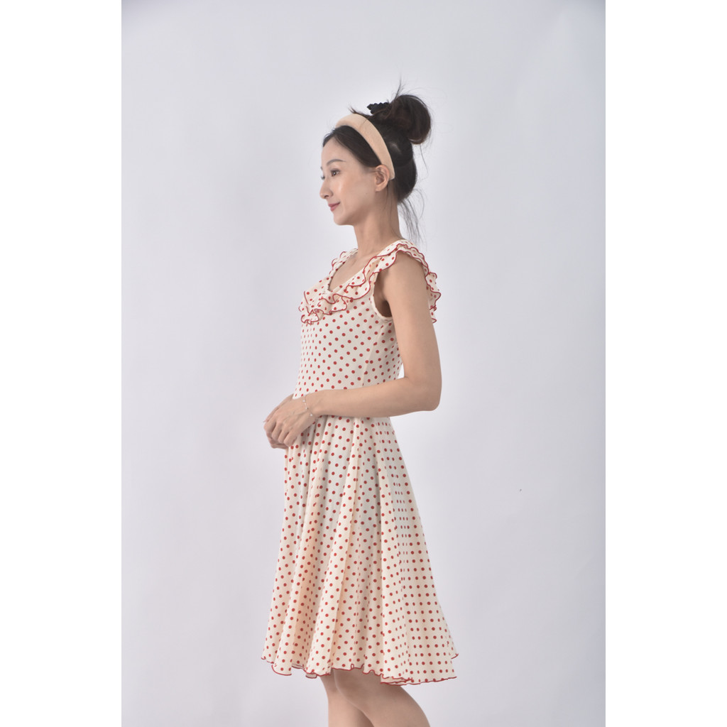 (S) blue label圓點紅色洋裝二手衣, , large