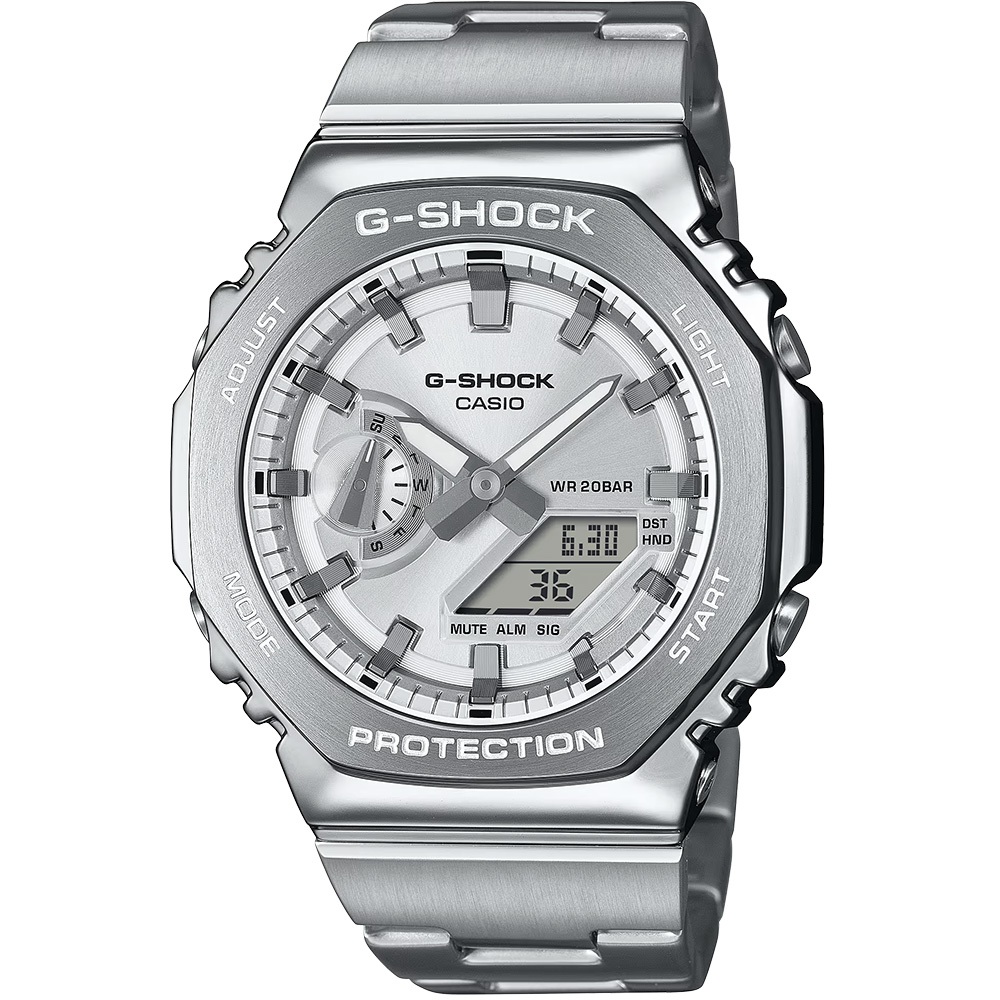 CASIO 卡西歐 G-SHOCK 金屬光系列八角雙顯電子錶手錶 GM-2110D-7A