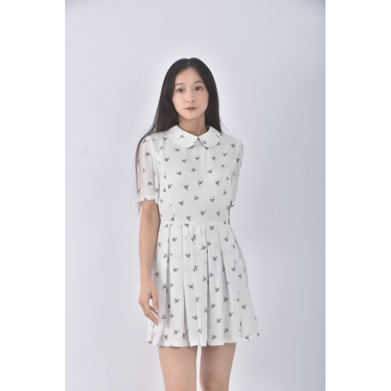 (S) zhuan zhuan質感千紙鶴白色洋裝二手衣, , large