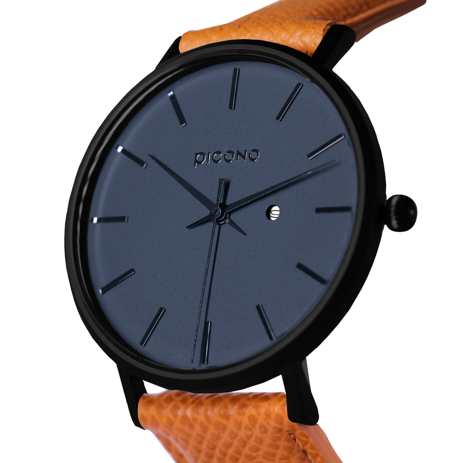 Siempre minimalist brown leather strap couple watch-Dark blue / SI-10901 Men, , large