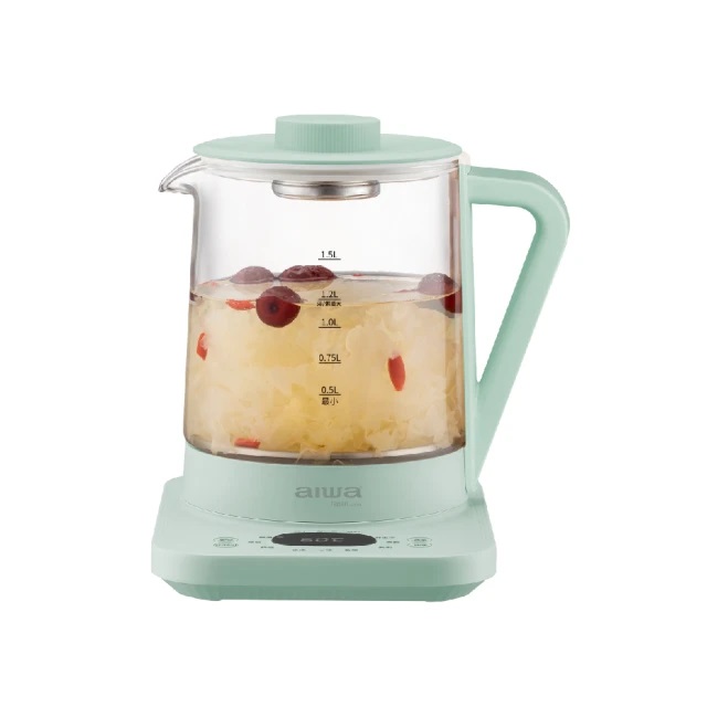日本AIWA 愛華 1.5L 多功能養生壺AW-KC150 沐青(蒸籠/養生壺/美食鍋/燉盅/煮茶器)一鍵智慧料理｜12 種模式全自動完成, , large