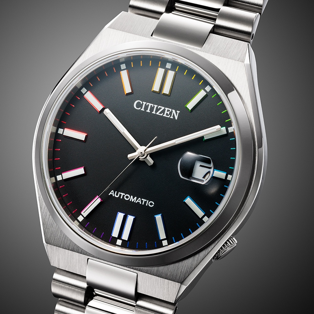 CITIZEN 星辰 TSUYOSA 七彩限定 情人節推薦款 青春撞色機械錶-耀石黑 NJ0151-53E, , large