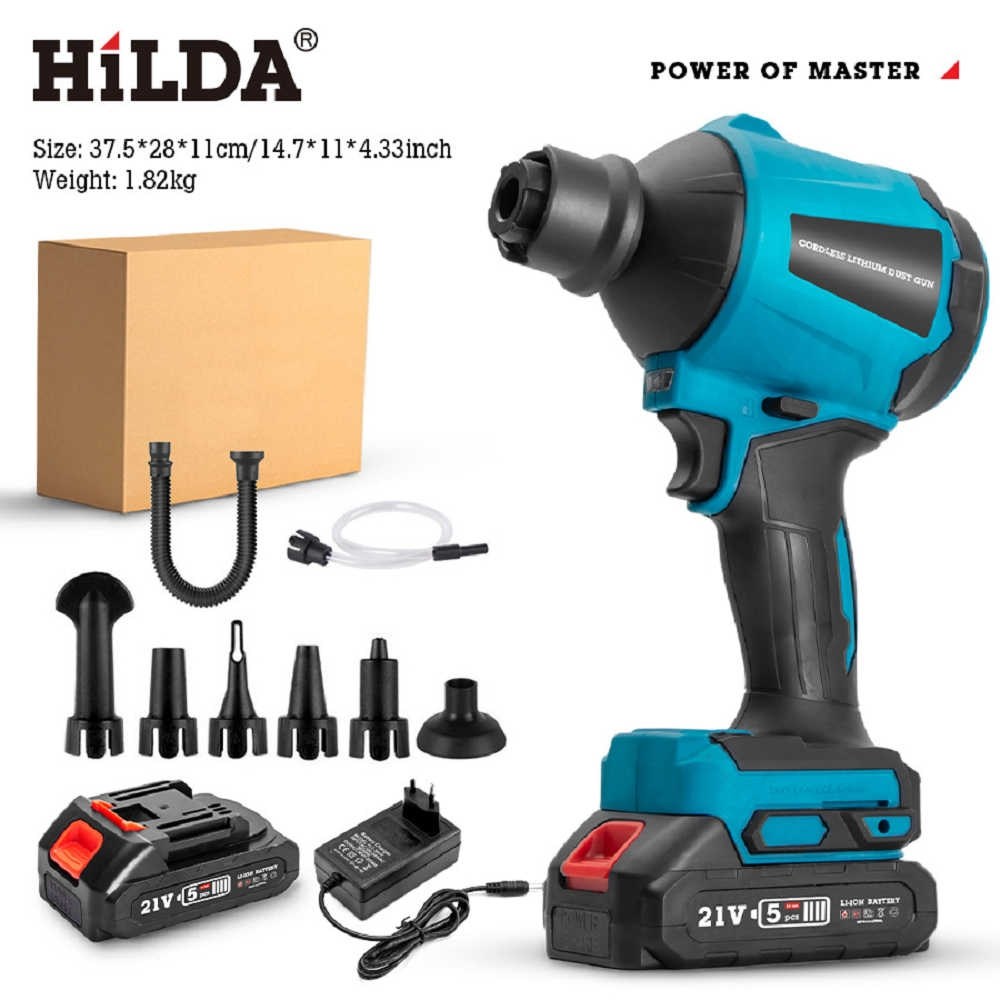 【HILDA】希爾達電動工具 21V 雙電 充電式 無線吹塵空氣槍, , large