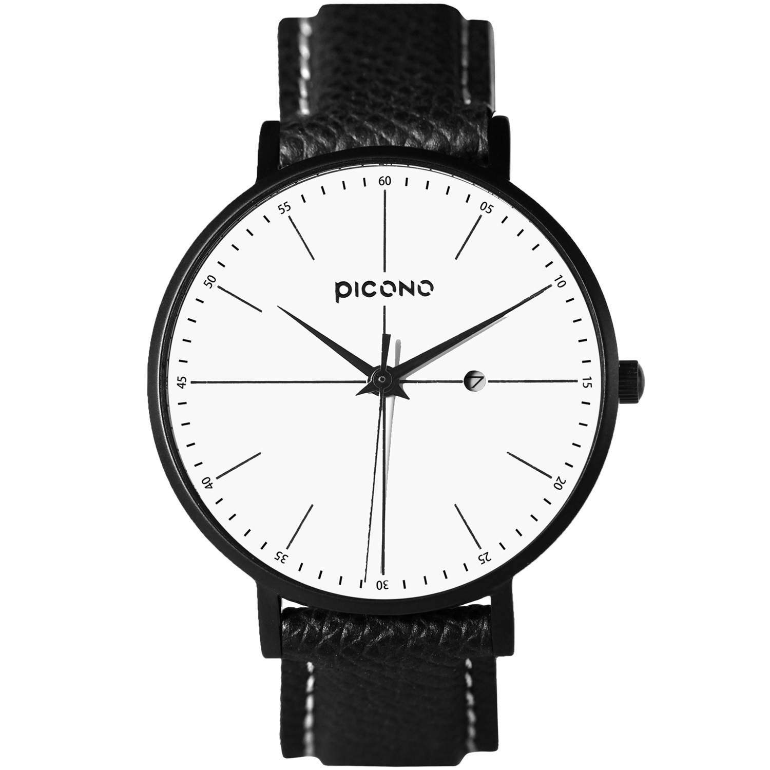 【PICONO】Siempre minimalist black and white leather strap couple watch-Black&White / SI-11201, , large