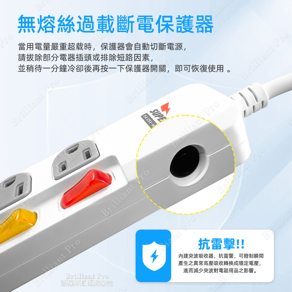 超電王3開3插1.8米 6尺3P延長線 SNB333-6, , large