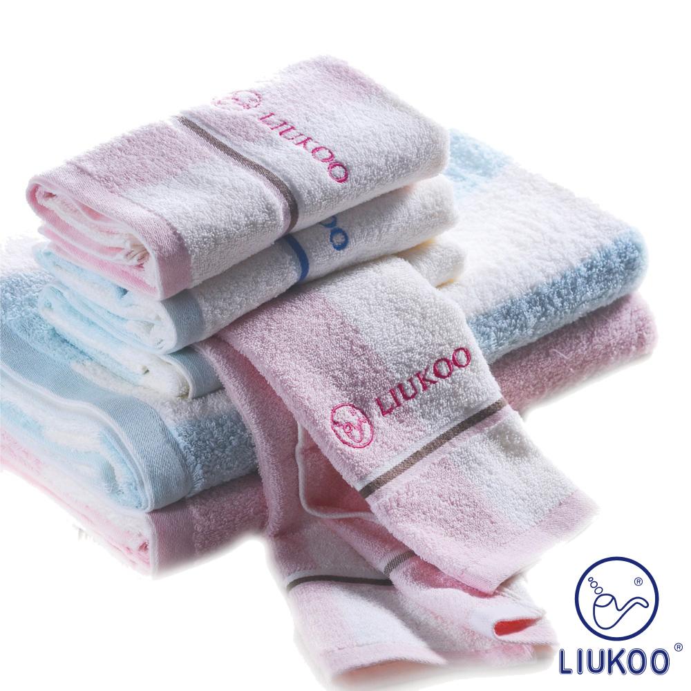 【LIUKOO 煙斗牌】純棉32支紗大粉彩條浴巾LK972