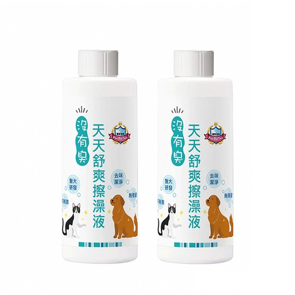 【P&H寵物家】沒有臭 2入組寵物擦澡液200ml+紙巾碇60顆(寵物清潔液), , large