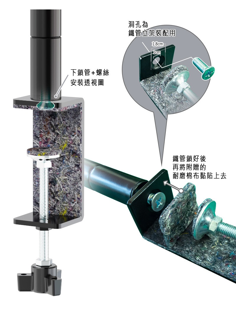 【Y HOUSE】桌上立面收納架(2入/組)-白色夾具+烤漆白60cm鐵管, , large