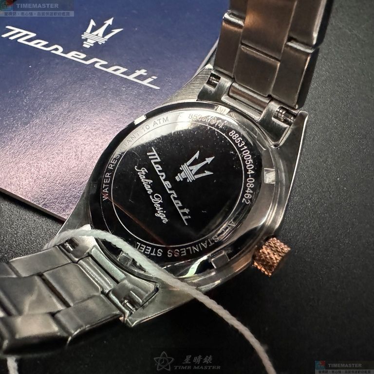 [星晴錶業]MASERATI手錶,30mm,R8853100504白色錶面玫瑰金錶殼金銀相間精鋼錶帶款, , large