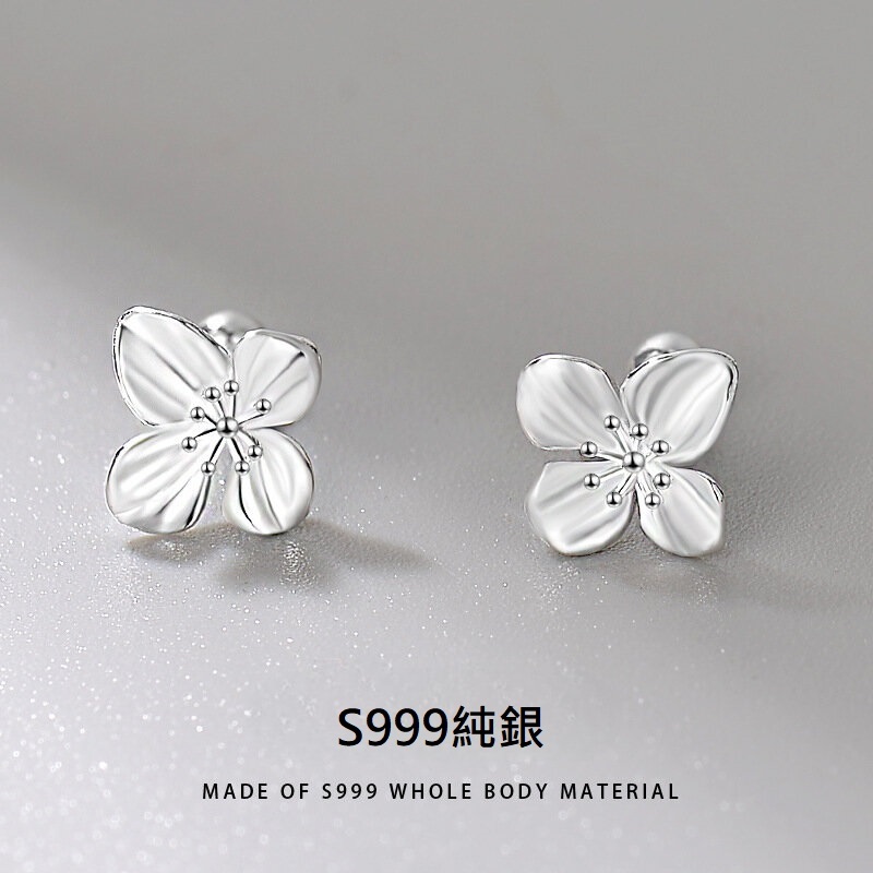 s999純銀螺絲款盛放的百合花耳環-附馬卡收納盒 , , large