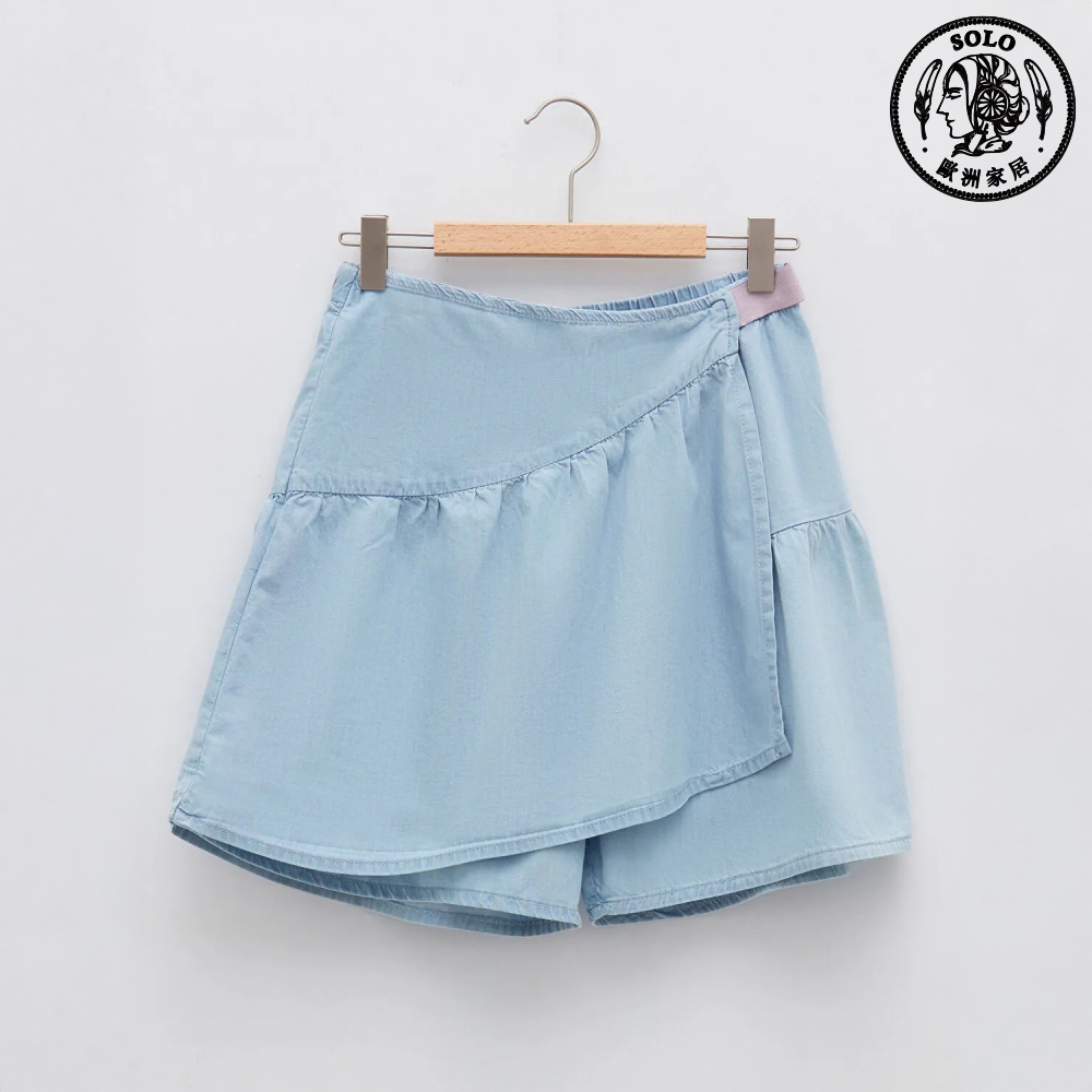 【SOLO Vintage】LCW Girls Jean Skirt Style Double Layer Shorts 100% Cotton Made in Turkey 5-6y, , large