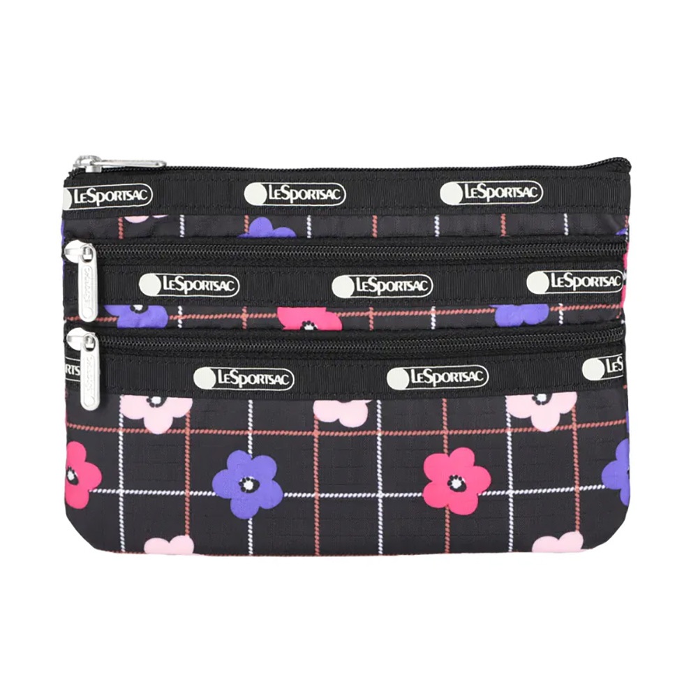 |快速出貨|Lesportsac 3-Zip Cosmetic 三層拉鍊化妝包/ 花格棋盤, , large