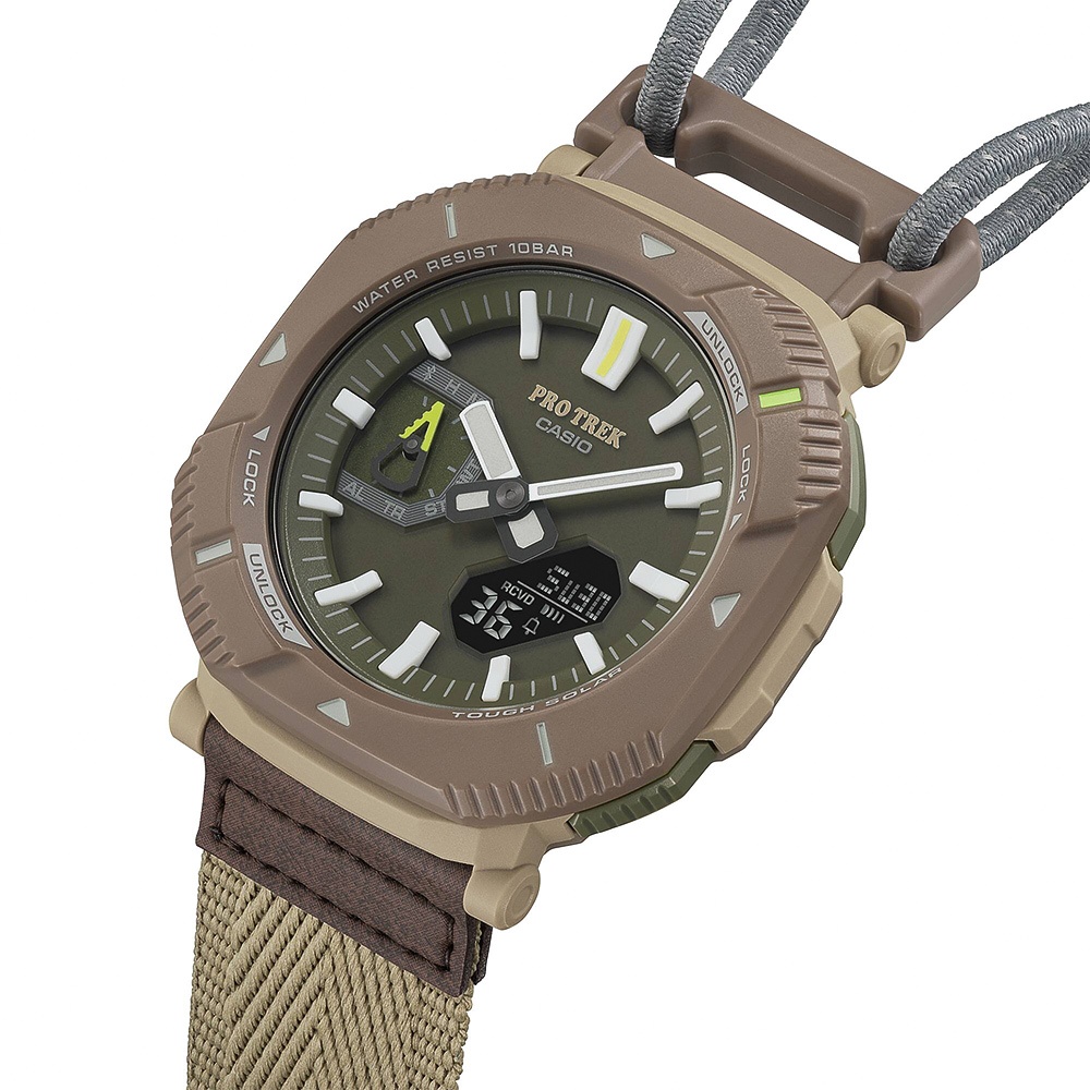CASIO 卡西歐 PROTREK 戶外登山錶 彈力繩錶帶 太陽能藍芽手錶 PRJ-B001B-5, , large