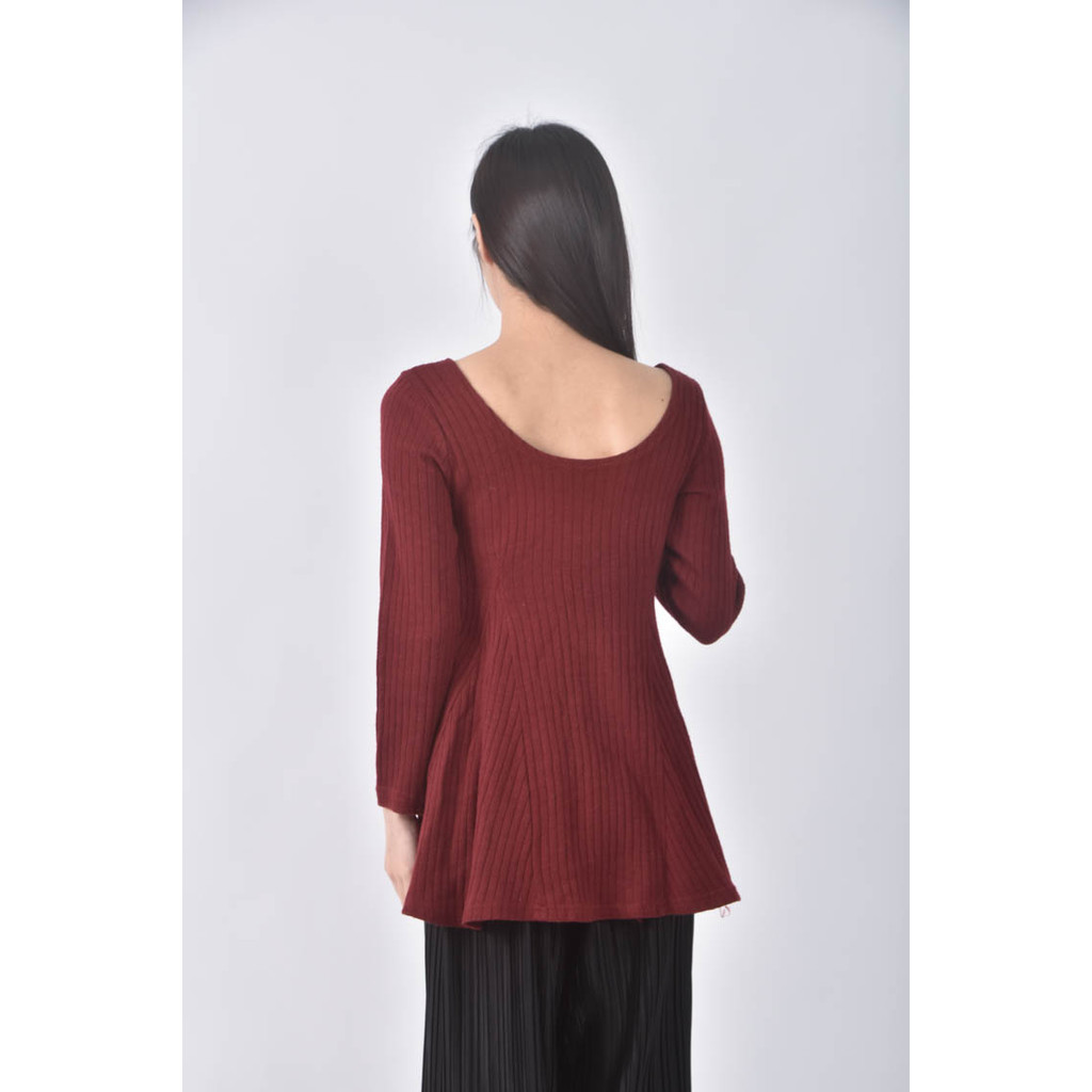 (S) 【又又私服】質感棉質坑紋紅色長袖上衣二手衣, , large