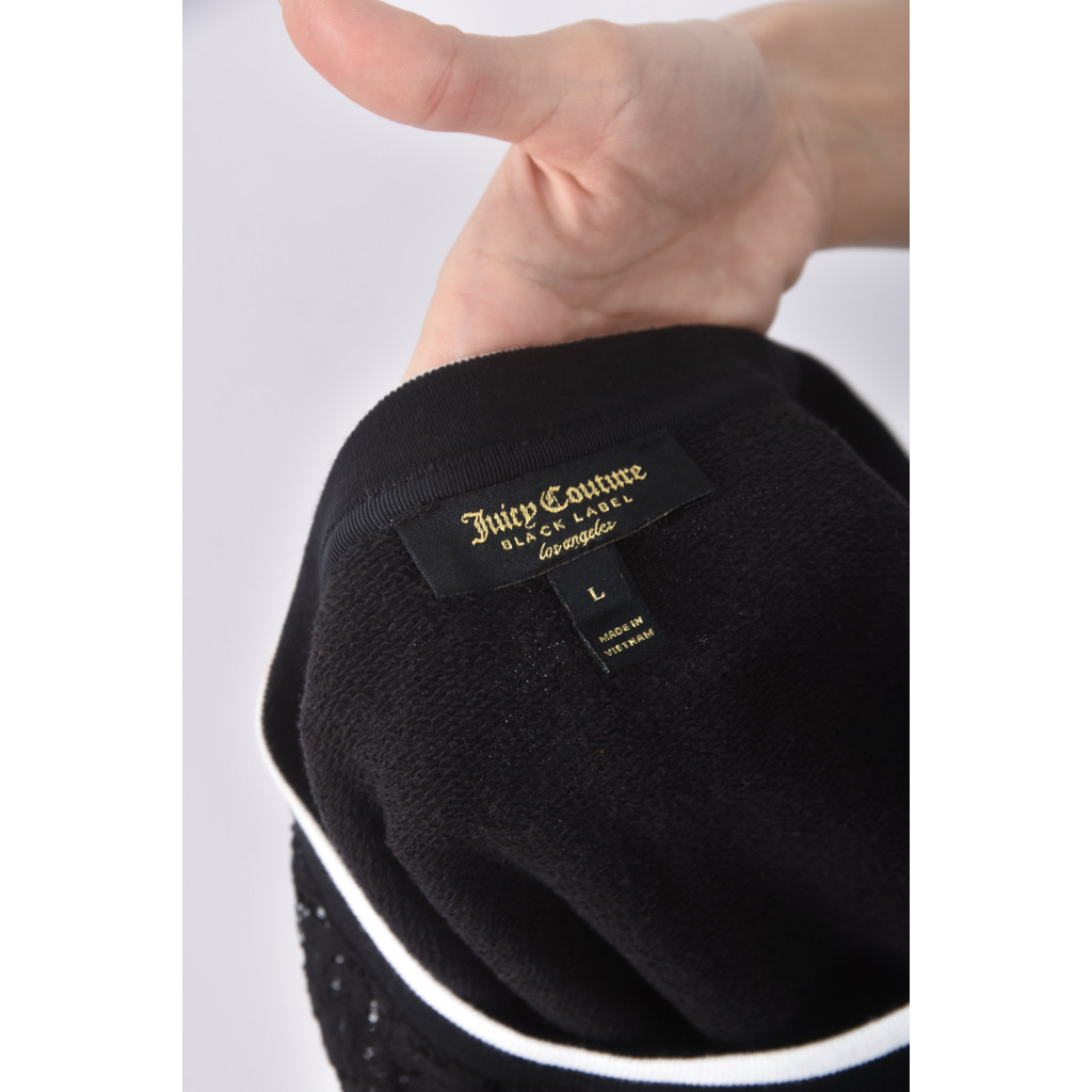 (S) juicy couture質感棉質撞色領口黑色洋裝二手衣, , large