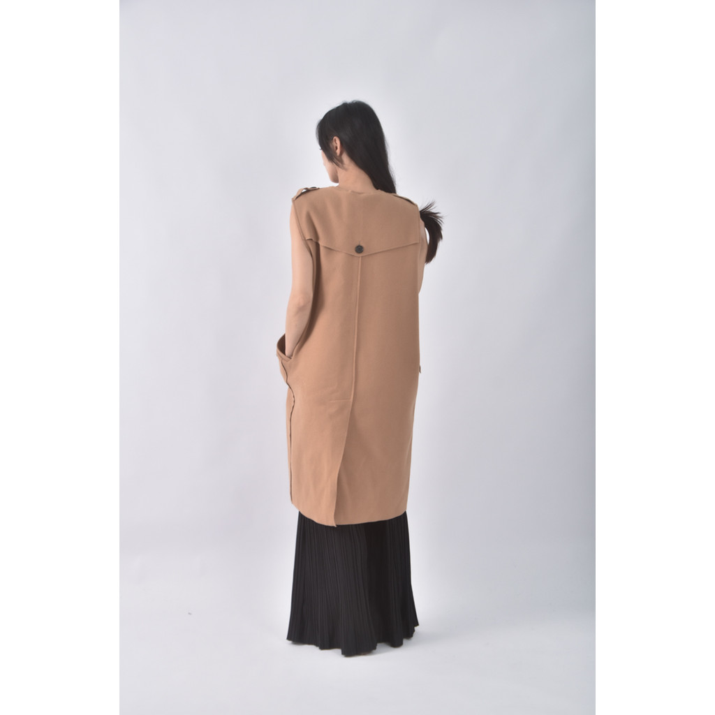 (XL) mods西裝無袖棕色外套二手衣, , large