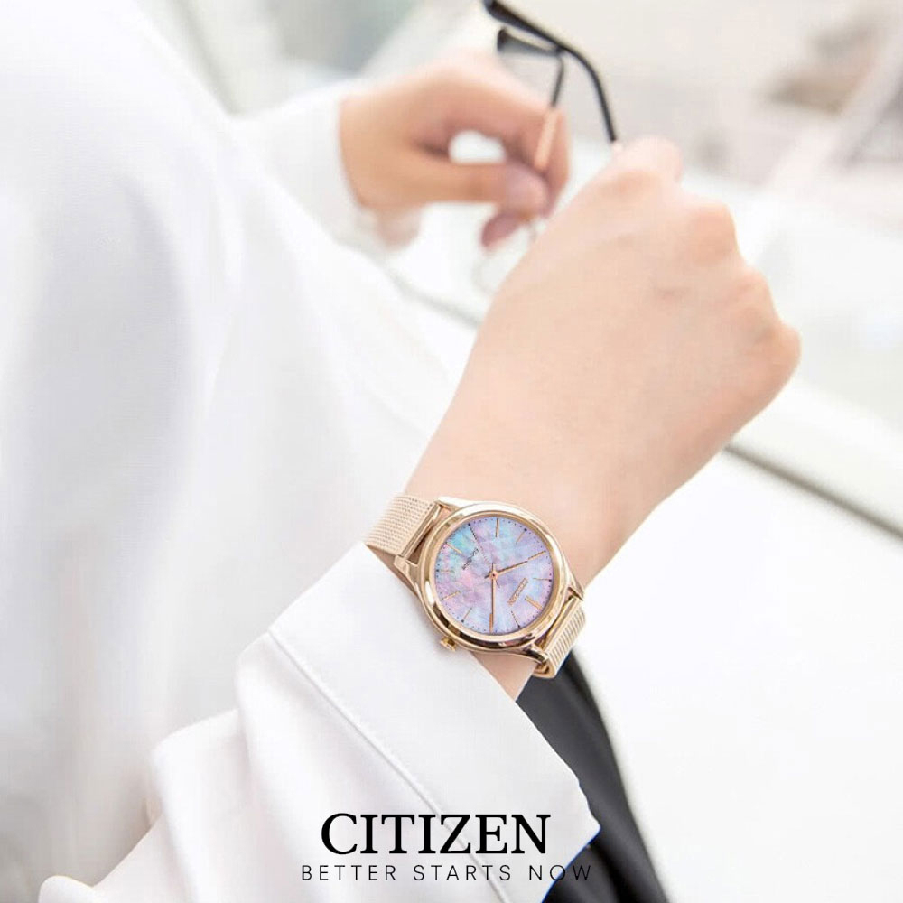CITIZEN 星辰 亞洲限定 Hebe田馥甄廣告款 光動能時尚米蘭帶女錶-32mm EM0508-80Y, , large