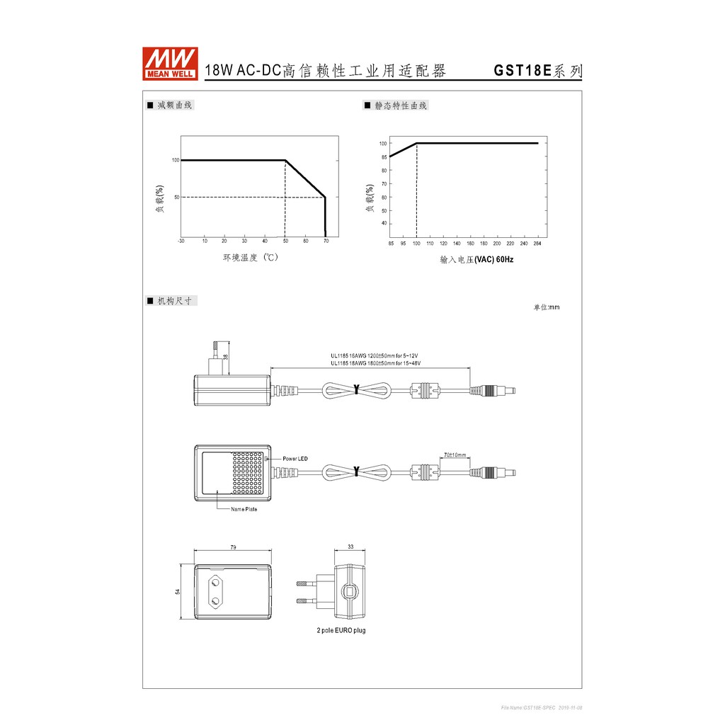 明緯18W全球認證桌上型變壓器(GST18E28-P1J), , large