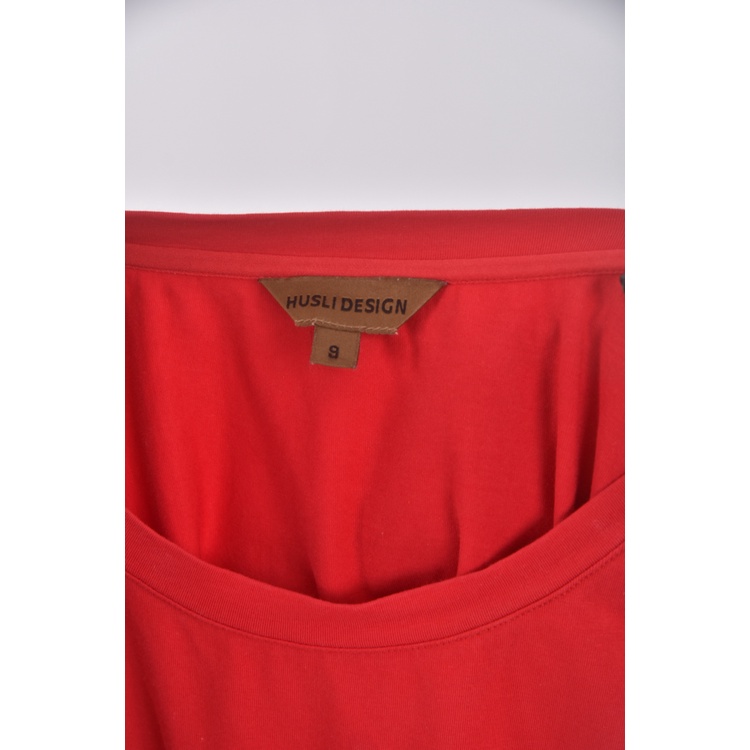 (M) huslidesign棉質雪紡拼接紅色短袖上衣二手衣, , large