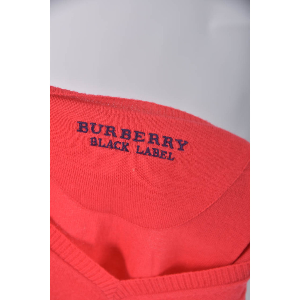 (L) burberryv領紅色長袖上衣二手衣, , large