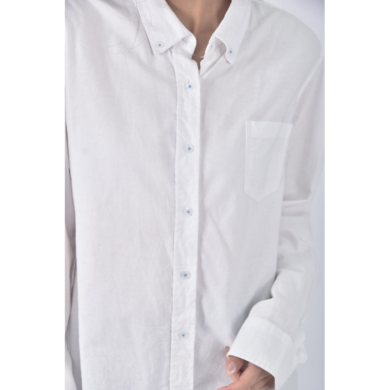 (M) net質感棉質純棉白色長袖上衣二手衣, , large