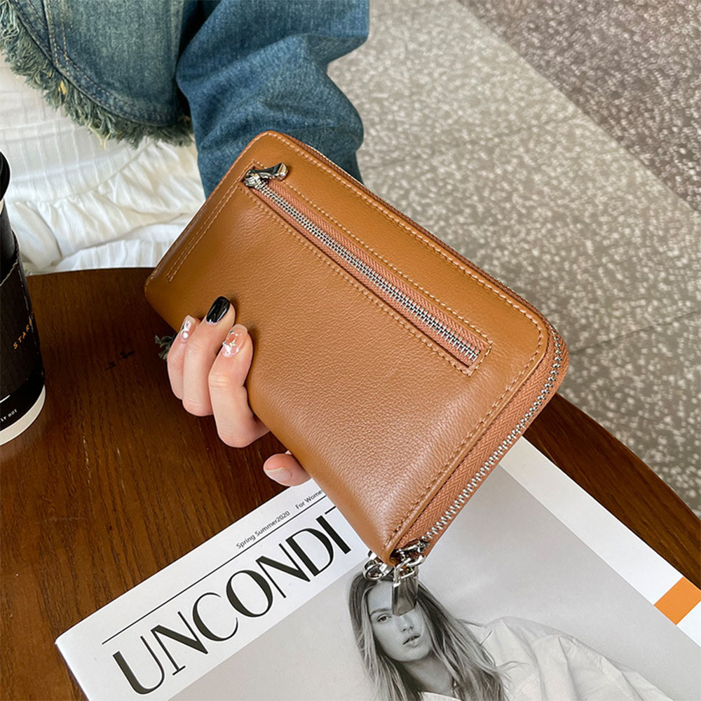 SPRING-真皮長款錢包頭層牛皮手拿包頭層牛皮長夾頭層牛皮拉鍊長夾-多色, , large