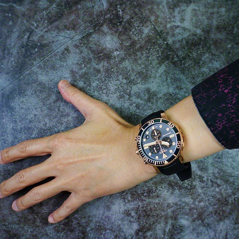 TISSOT 天梭 Seastar 1000 海洋之星300米計時手錶-黑x玫塊金框  T1204173705100, , large