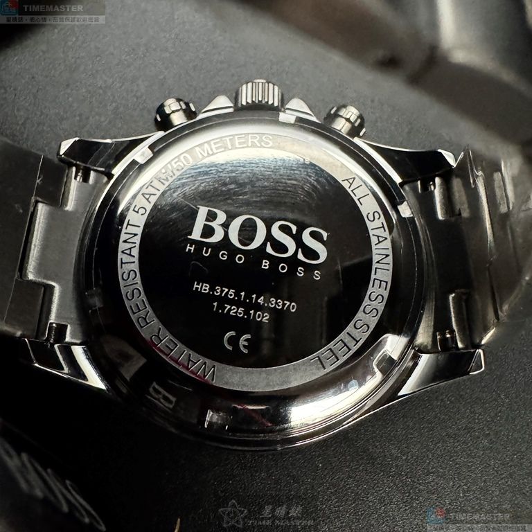 [星晴錶業]BOSS手錶,44mm,HB1513875白色錶面銀錶殼銀色精鋼錶帶款, , large