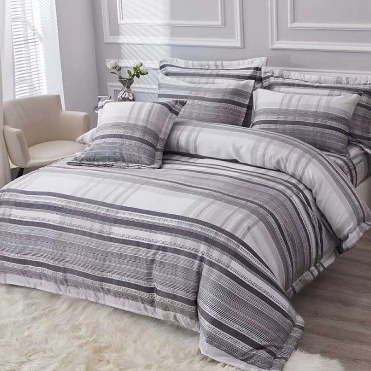 FITNESS_100%純天絲頂級60S雙人七件式床罩組-灰條武士, , large