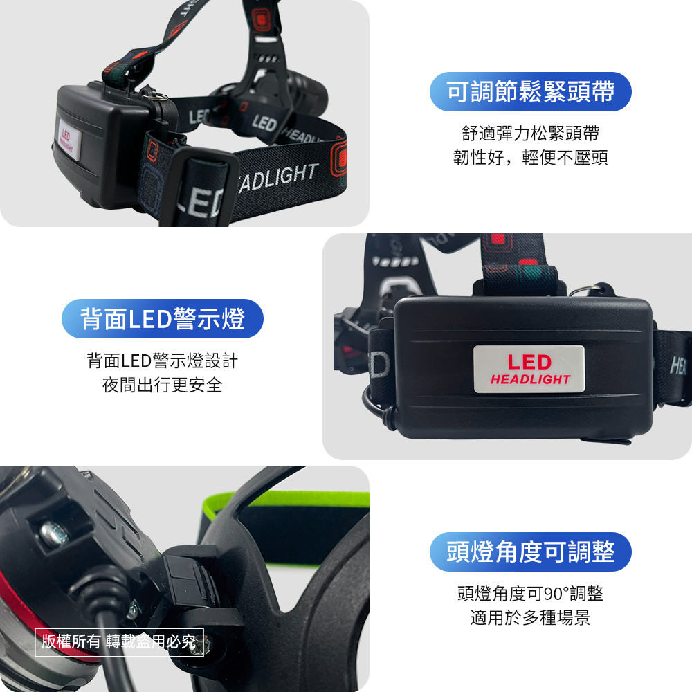 實用牌L2晶片頭燈 PR-AH901 高亮度 三段光源 超省電設計停電 登山 施工必備, , large