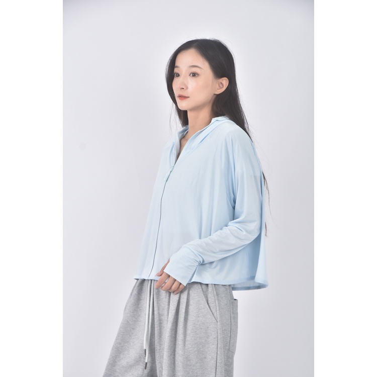 (M) 運動質感涼感防曬連帽藍色外套二手衣, , large