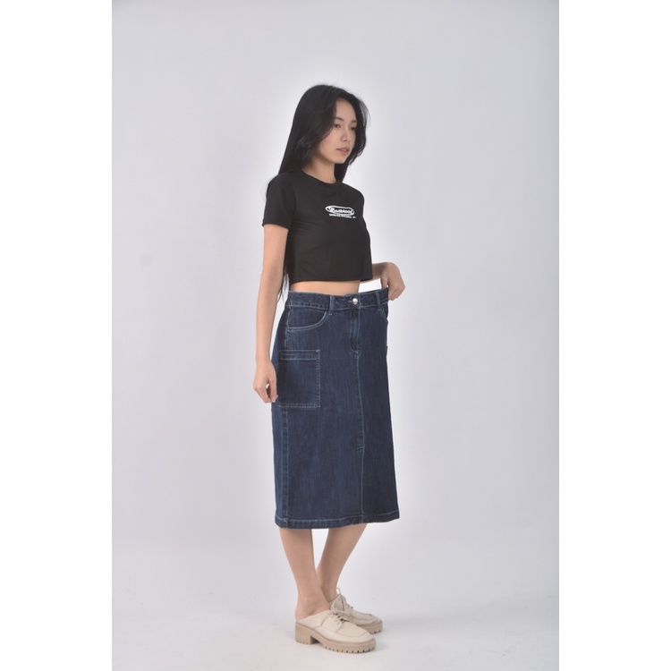 (XL) heya丹寧牛仔質感棉質藍色長裙二手衣, , large