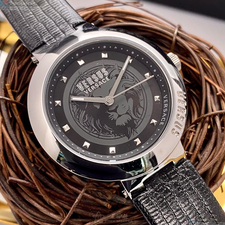 [星晴錶業]VERSUS VERSACE手錶,36mm,VV00321黑色錶面銀錶殼深黑色真皮皮革錶帶款, , large