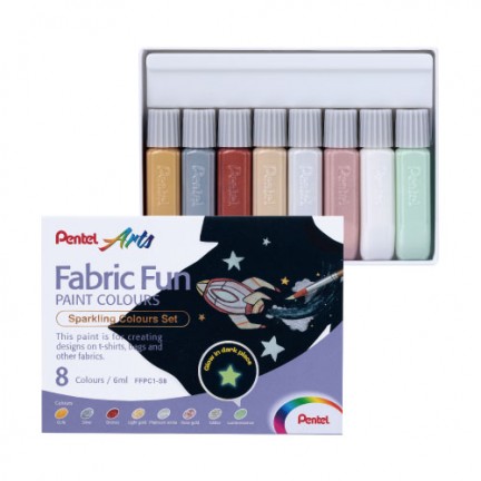 【 Pentel 飛龍 】染色用繪布水彩 閃亮／螢光組 8色 /盒   FFPC1 -  多款可選, , large