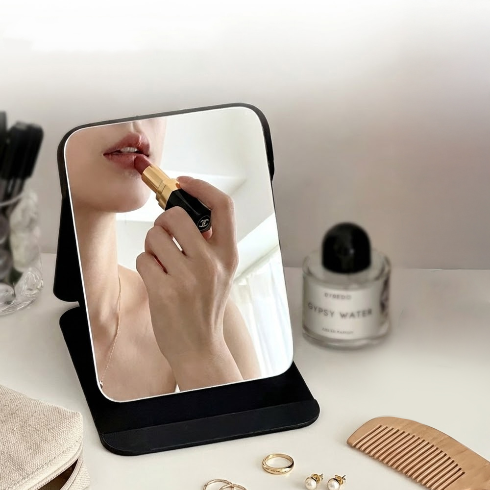 【上手家居】立式隨身鏡16x11cm-黑色(隨身鏡/鏡子/小鏡子/折疊鏡/折疊化妝鏡), , large