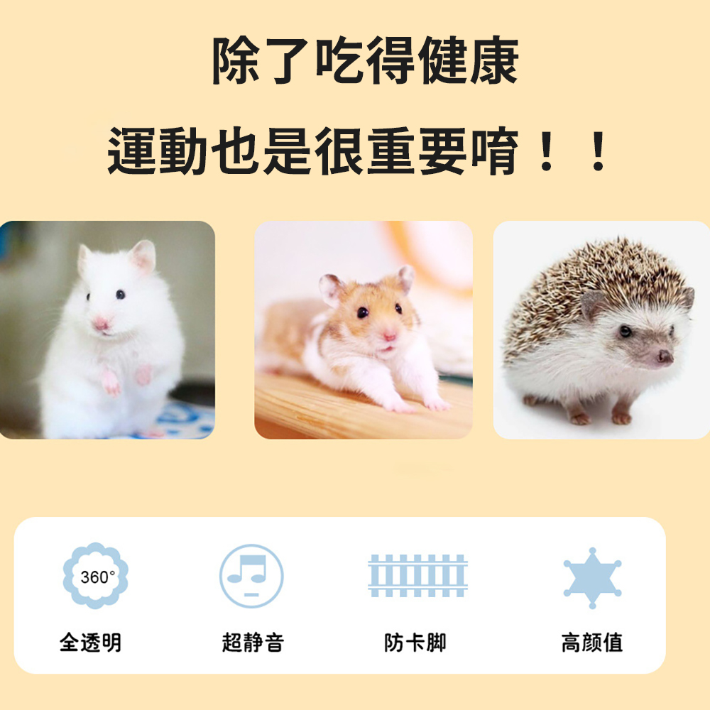 Silent Design 【Hamster Flying Saucer Exercise Wheel】&mdash;provides a healthy exercise environment for your hamster. Easy to install, anti-slip and paw-safe, with a fully transparent design and upgraded rotating axle., , large