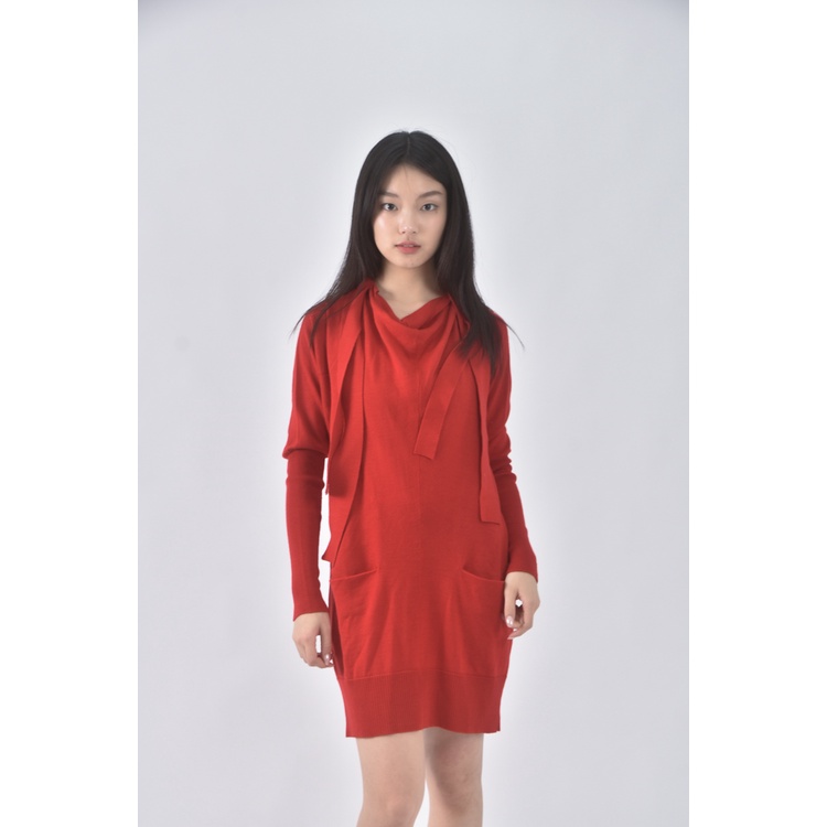 (S) fashion show質感羊毛紅色洋裝二手衣, , large