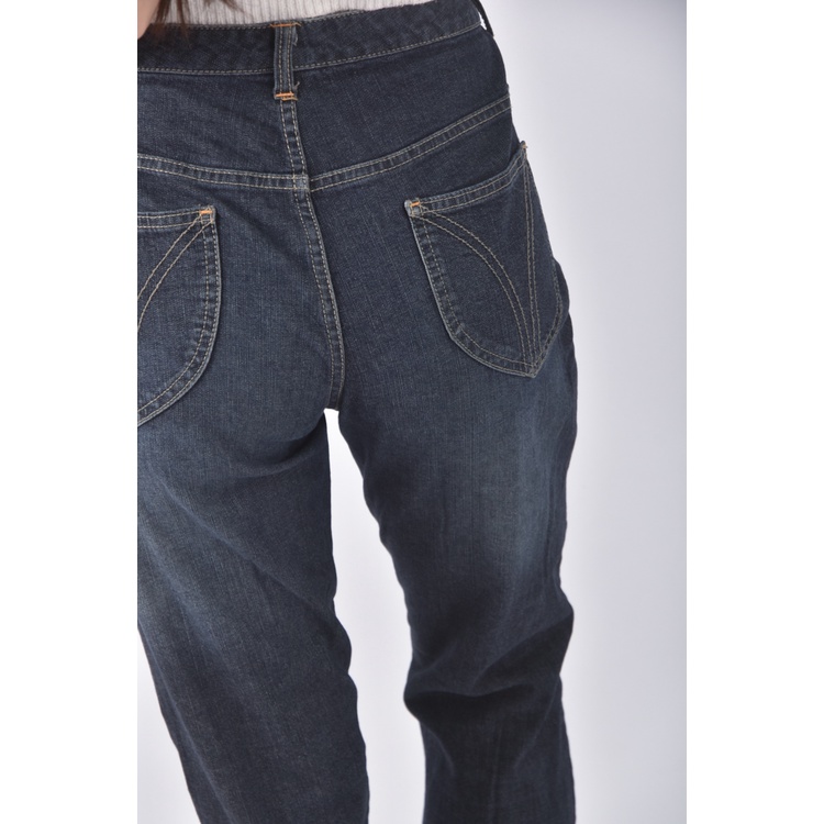 (XL) essential jeans高腰丹寧牛仔質感藍色長褲二手衣, , large