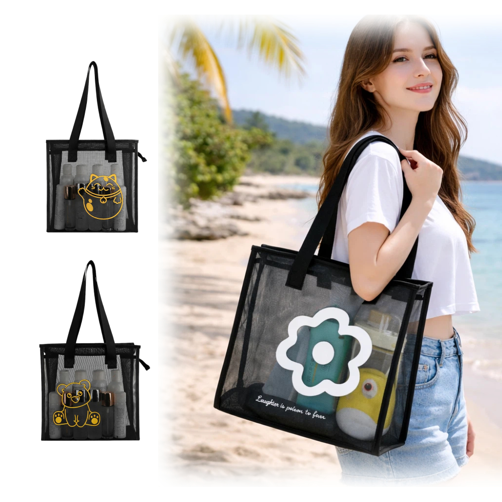 【A&R】韓系INS 黑網紗透感手提收納袋 三款任選, , large