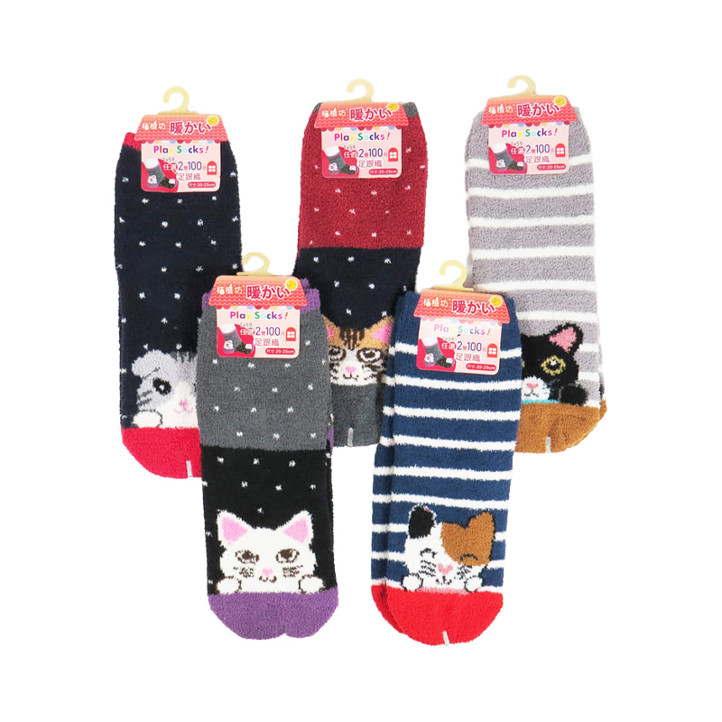 樂企鵝雙緹花保暖絨襪(款式隨機出貨)