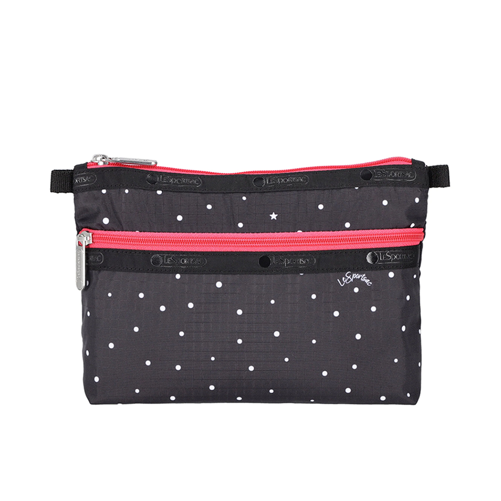 Lesportsac Cosmetic Clutch 雙層拉鍊化妝包 收納袋 盥洗包 女包(俏皮圓點), , large