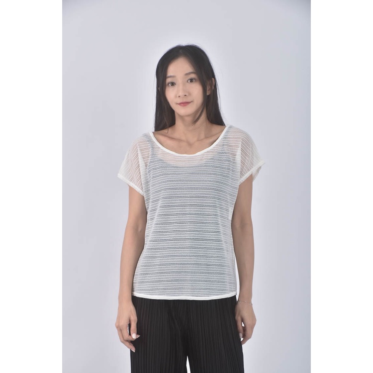 (XL) 微透白色短袖上衣二手衣