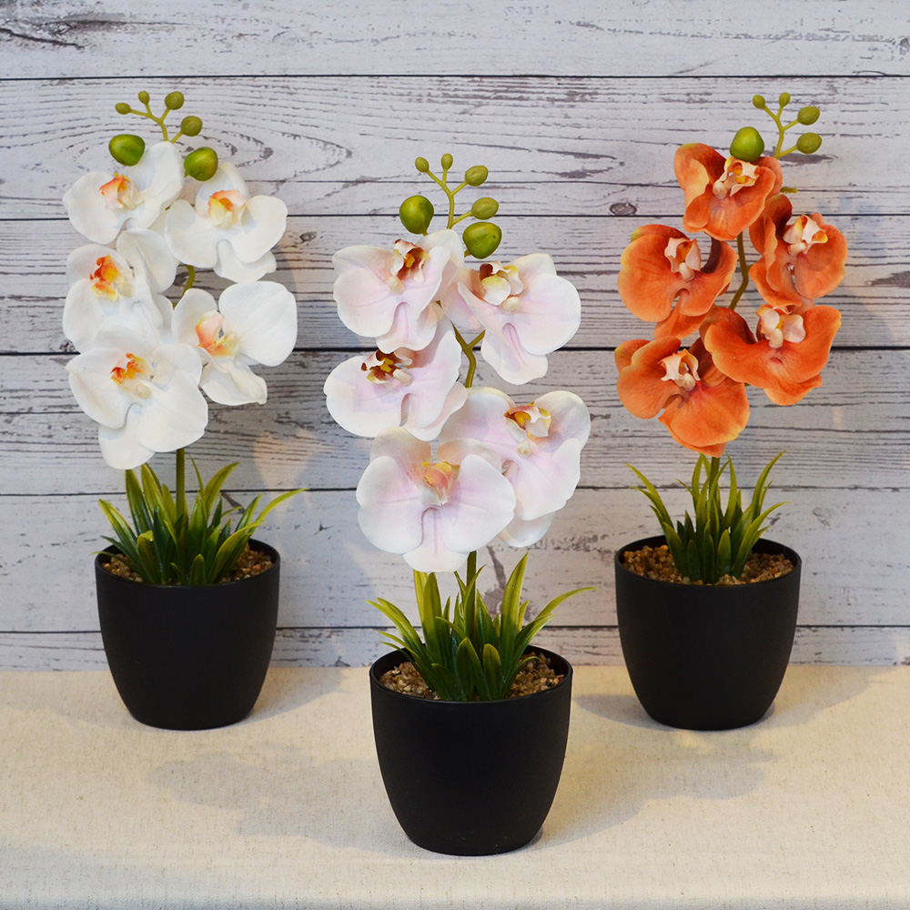 【YU Living】人造小蘭花盆 仿真蘭花盆栽 高30cm-粉色, , large