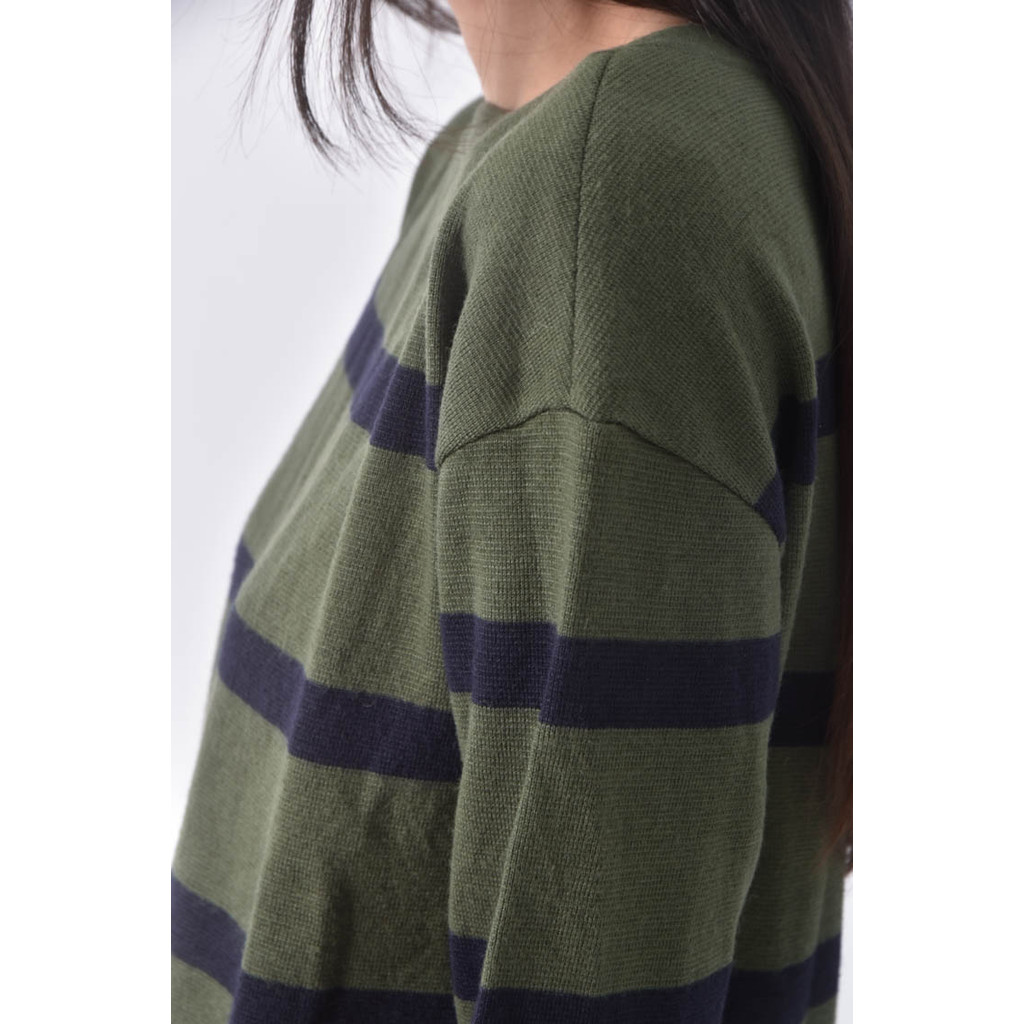 (XL) untitled條紋綠色長袖上衣二手衣, , large