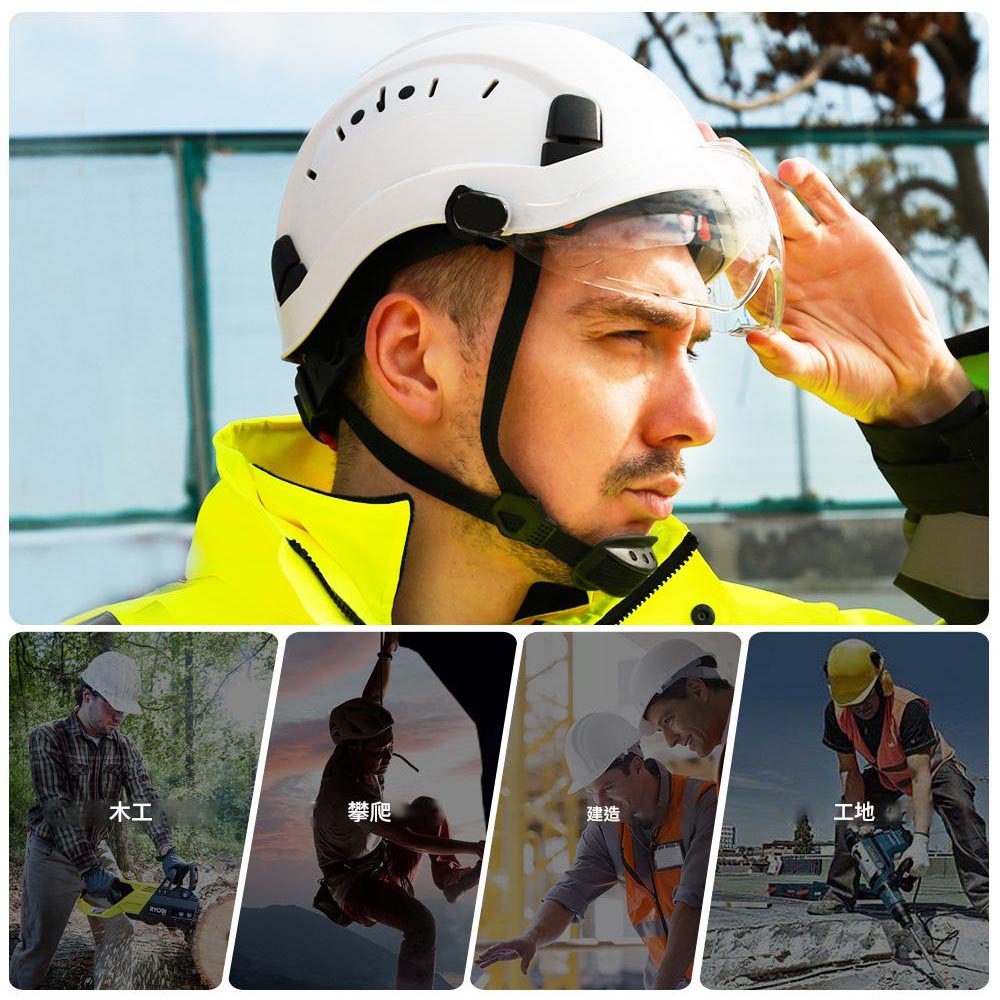 工地護目安全帽(白)可接耳罩, , large